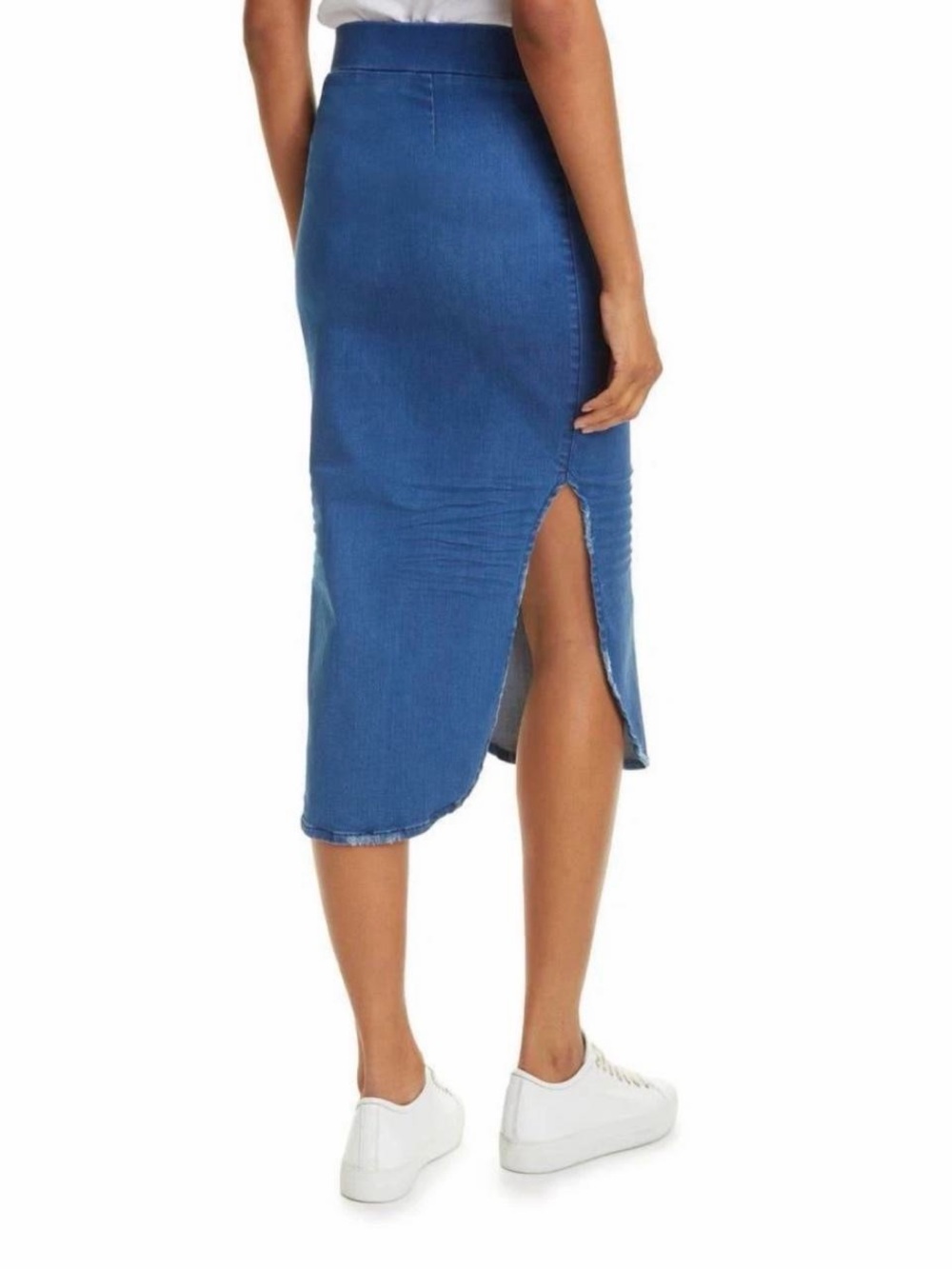Frank & Eileen Unforgettable Midi Skirt Blue Donegal Denim Size 8 Tulip Hem